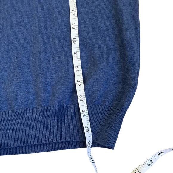 Massimo Dutti Mens Sz M Blue Cotton Cashmere Blend Fine-knit Henley Sweater - Picture 13 of 16